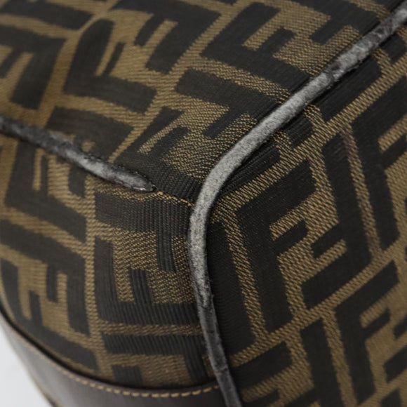 FENDI Zucca Canvas Vanity Bag Black Brown Auth 147539