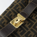 FENDI Zucca Canvas Vanity Bag Black Brown Auth 147539-17