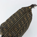 FENDI Zucca Canvas Vanity Bag Black Brown Auth 147539-9