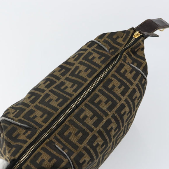 FENDI Zucca Canvas Vanity Bag Black Brown Auth 147539