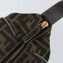 FENDI Zucca Canvas Vanity Bag Black Brown Auth 147539-10
