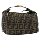 FENDI Zucca Canvas Vanity Bag Black Brown Auth 147539-1