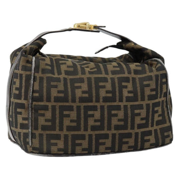 FENDI Zucca Canvas Vanity Bag Black Brown Auth 147539