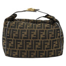 FENDI Zucca Canvas Vanity Bag Black Brown Auth 147539-13