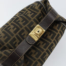 FENDI Zucca Canvas Vanity Bag Black Brown Auth 147539-5