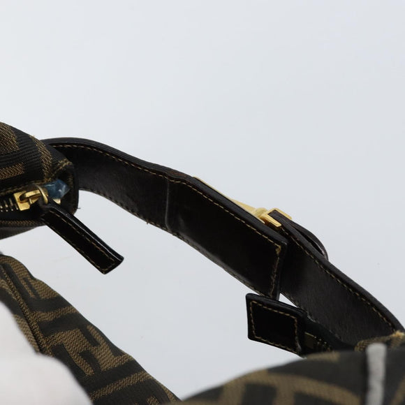 FENDI Zucca Canvas Vanity Bag Black Brown Auth 147539