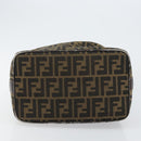 FENDI Zucca Canvas Vanity Bag Black Brown Auth 147539-7