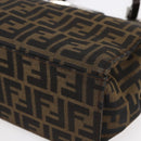 FENDI Zucca Canvas Mamma Baguette Tote Bag Black Brown Auth 147540-15