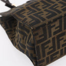 FENDI Zucca Canvas Mamma Baguette Tote Bag Black Brown Auth 147540-16