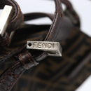 FENDI Zucca Canvas Mamma Baguette Tote Bag Black Brown Auth 147540-9