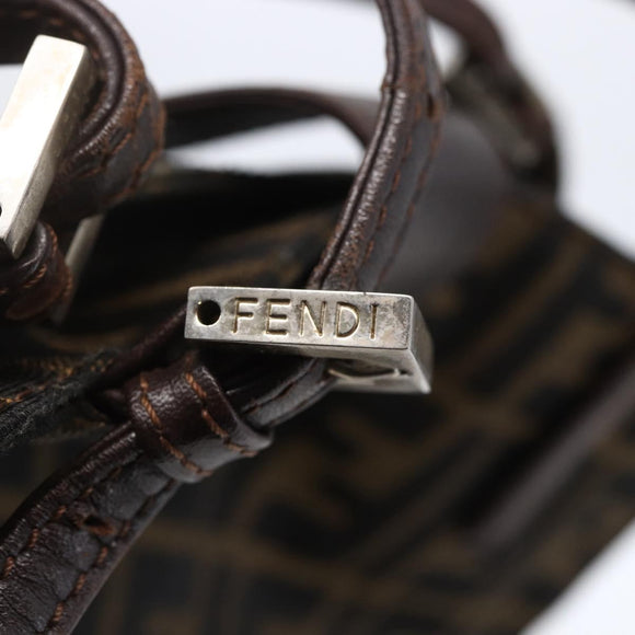 FENDI Zucca Canvas Mamma Baguette Tote Bag Black Brown Auth 147540