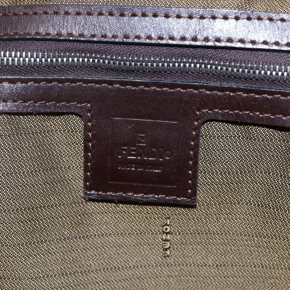 FENDI Zucca Canvas Mamma Baguette Tote Bag Black Brown Auth 147540