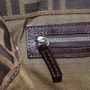 FENDI Zucca Canvas Mamma Baguette Tote Bag Black Brown Auth 147540-20