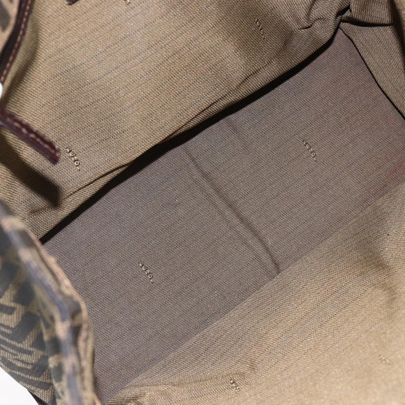 FENDI Zucca Canvas Mamma Baguette Tote Bag Black Brown Auth 147540