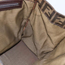 FENDI Zucca Canvas Mamma Baguette Tote Bag Black Brown Auth 147540-21