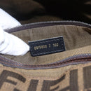 FENDI Zucca Canvas Mamma Baguette Tote Bag Black Brown Auth 147540-12