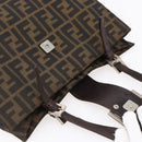 FENDI Zucca Canvas Mamma Baguette Tote Bag Black Brown Auth 147540-6
