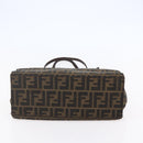 FENDI Zucca Canvas Mamma Baguette Tote Bag Black Brown Auth 147540-5