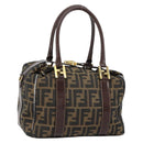 FENDI Zucca Canvas Tote Bag Black Brown Auth 147544-1