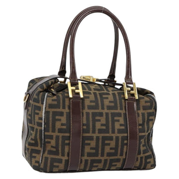 FENDI Zucca Canvas Tote Bag Black Brown Auth 147544