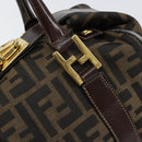 FENDI Zucca Canvas Tote Bag Black Brown Auth 147544-18
