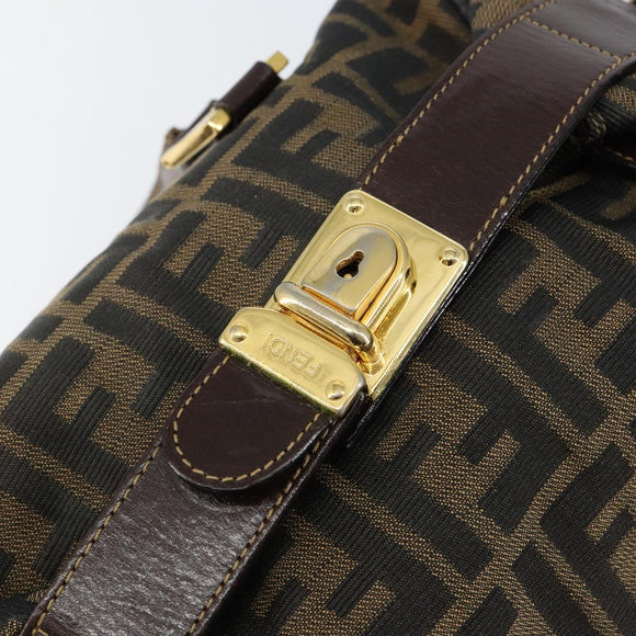 FENDI Zucca Canvas Tote Bag Black Brown Auth 147544