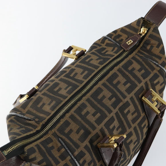 FENDI Zucca Canvas Tote Bag Black Brown Auth 147544