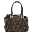 FENDI Zucca Canvas Tote Bag Black Brown Auth 147544-13