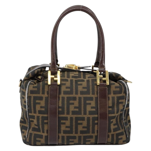FENDI Zucca Canvas Tote Bag Black Brown Auth 147544