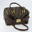 FENDI Zucca Canvas Tote Bag Black Brown Auth 147544-6
