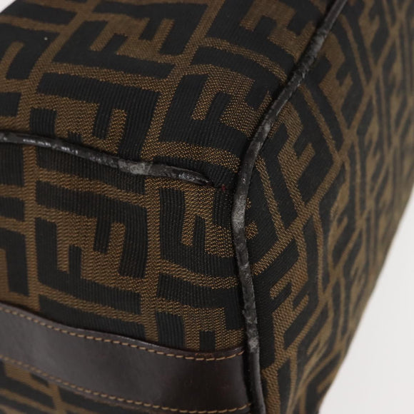 FENDI Zucca Canvas Vanity Bag Black Brown Auth 147545