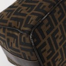 FENDI Zucca Canvas Vanity Bag Black Brown Auth 147545-15