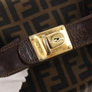 FENDI Zucca Canvas Vanity Bag Black Brown Auth 147545-17