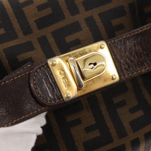 FENDI Zucca Canvas Vanity Bag Black Brown Auth 147545