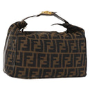 FENDI Zucca Canvas Vanity Bag Black Brown Auth 147545-1