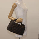 FENDI Zucca Canvas Vanity Bag Black Brown Auth 147545-22