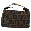 FENDI Zucca Canvas Vanity Bag Black Brown Auth 147545-2