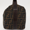 FENDI Zucca Canvas Vanity Bag Black Brown Auth 147545-3