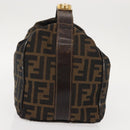 FENDI Zucca Canvas Vanity Bag Black Brown Auth 147545-4