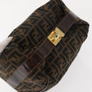 FENDI Zucca Canvas Vanity Bag Black Brown Auth 147545-6