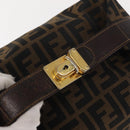 FENDI Zucca Canvas Vanity Bag Black Brown Auth 147545-7