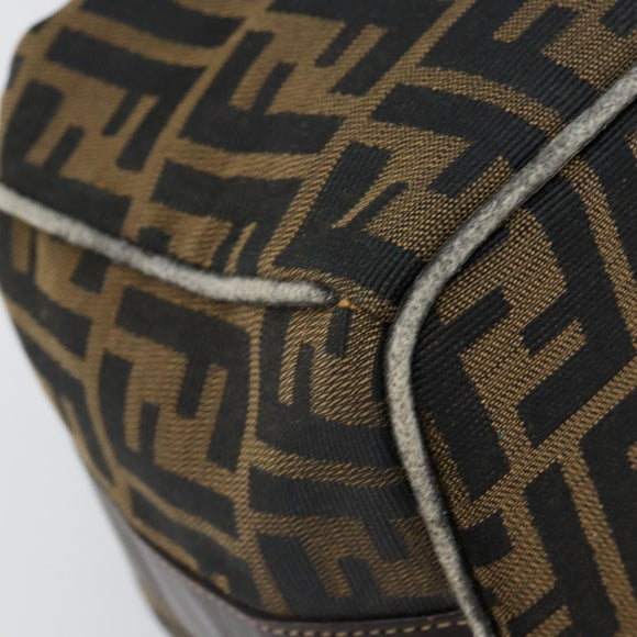 FENDI Zucca Canvas Vanity Bag Black Brown Auth 147546