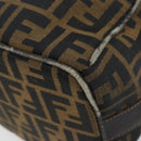 FENDI Zucca Canvas Vanity Bag Black Brown Auth 147546-15