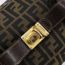 FENDI Zucca Canvas Vanity Bag Black Brown Auth 147546-17
