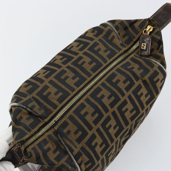 FENDI Zucca Canvas Vanity Bag Black Brown Auth 147546