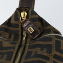 FENDI Zucca Canvas Vanity Bag Black Brown Auth 147546-10