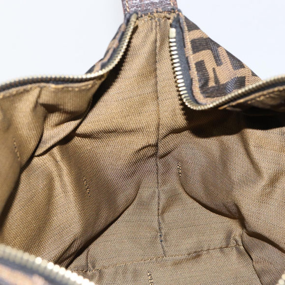 FENDI Zucca Canvas Vanity Bag Black Brown Auth 147546