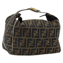 FENDI Zucca Canvas Vanity Bag Black Brown Auth 147546-1