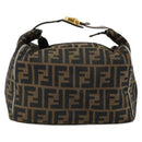 FENDI Zucca Canvas Vanity Bag Black Brown Auth 147546-13