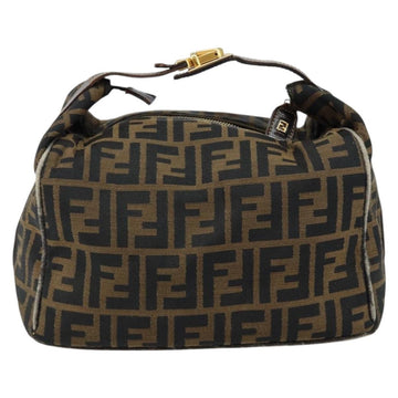 FENDI Zucca Canvas Vanity Bag Black Brown Auth 147546 - 0